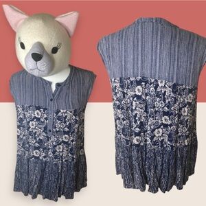 💙 BOHO TIERED MULTI FABRIC SWING TANK EVERLEIGH BLUE MEDIUM